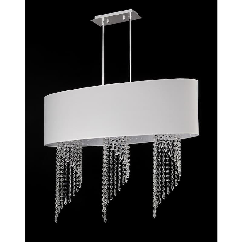Chynee 3-light White Fabric Chrome Chandelier