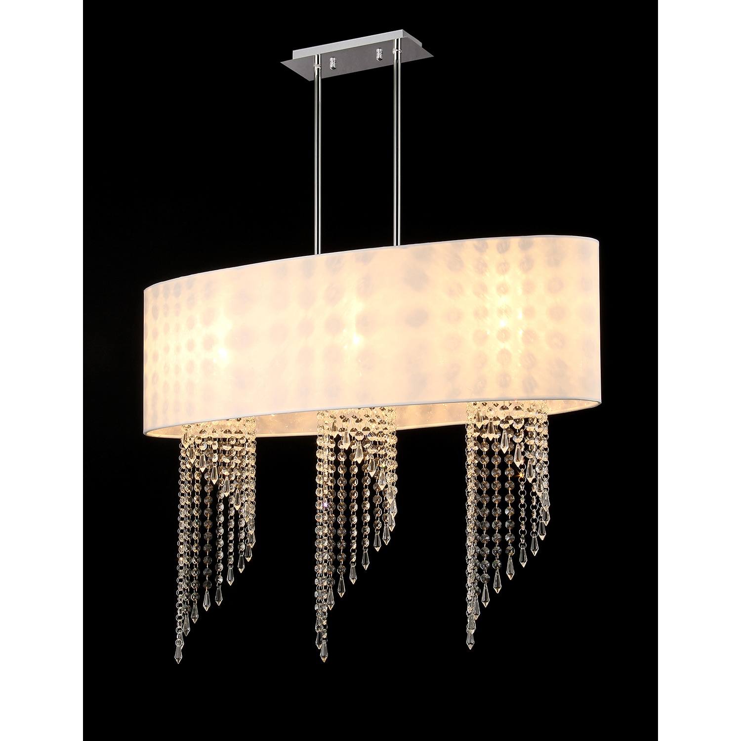 Warehouse of Tiffany Chynee 3-light White Fabric Chrome Chandelier