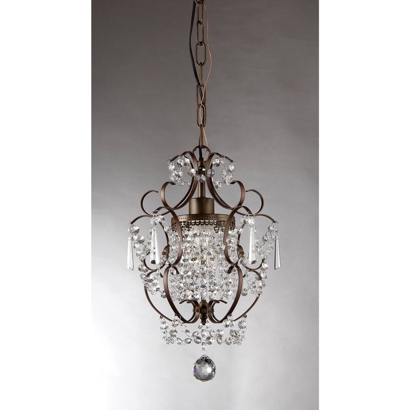 Rosalie 1-light Antique Bronze 11-inch Crystal Chandelier