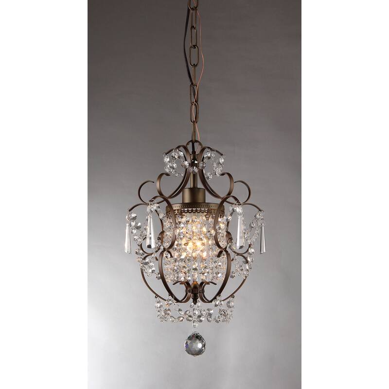 Rosalie 1-light Antique Bronze 11-inch Crystal Chandelier