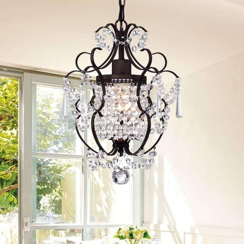 Rosalie 1-light Antique Bronze 11-inch Crystal Chandelier