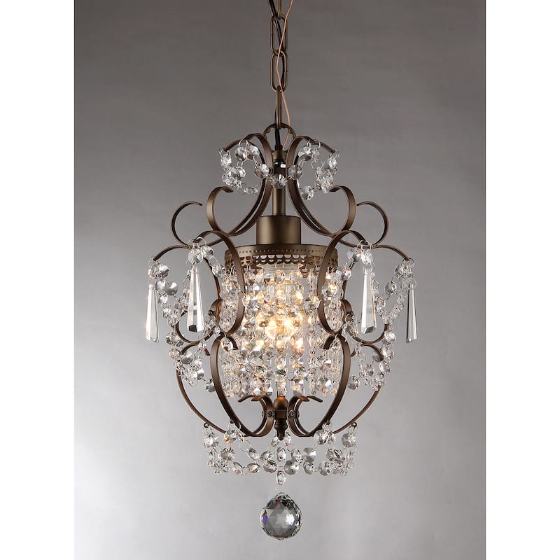 Rosalie 1-light Antique Bronze 11-inch Crystal Chandelier