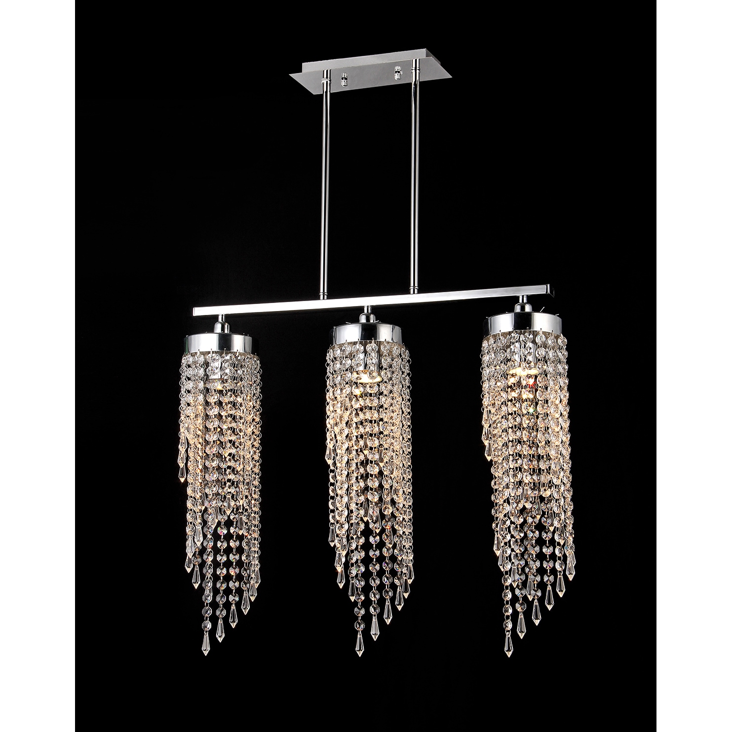 Leika 3-light Crystal 37-inch Chrome Chandelier (Crystal 37-inch Chrome Chandelier) - Chandeliers For Bedrooms by Overstock.com