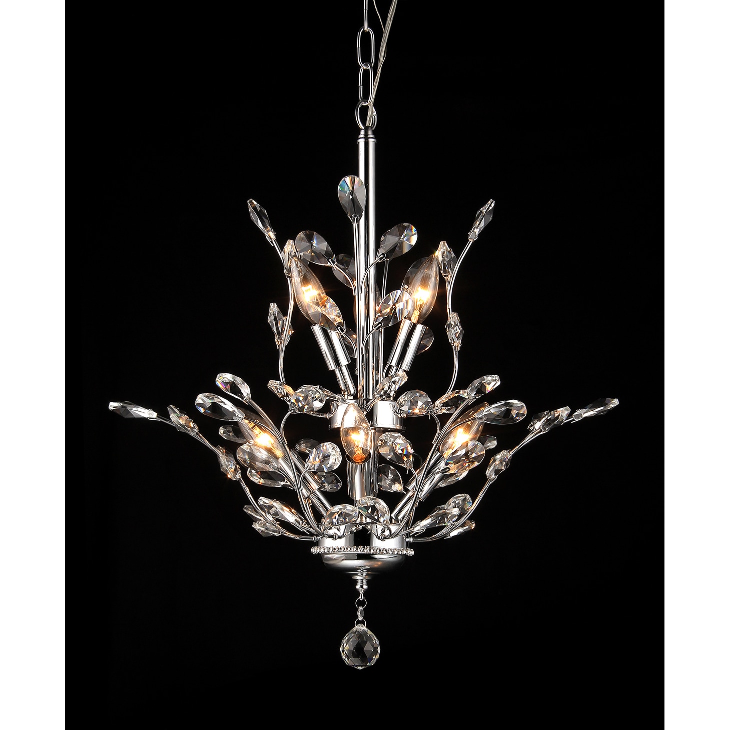 Warehouse of Tiffany Leah 8-light Chrome Leaf-like Crystal Chandelier