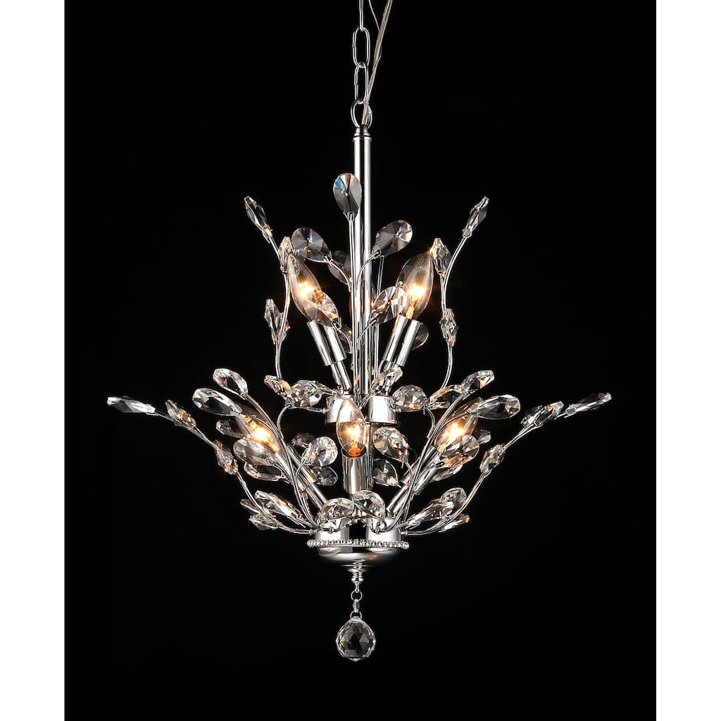 Leah 8-light Chrome Leaf-like Crystal Chandelier