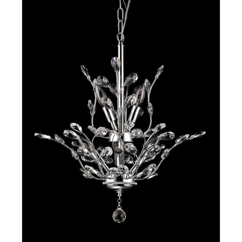 Leah 8-light Chrome Leaf-like Crystal Chandelier