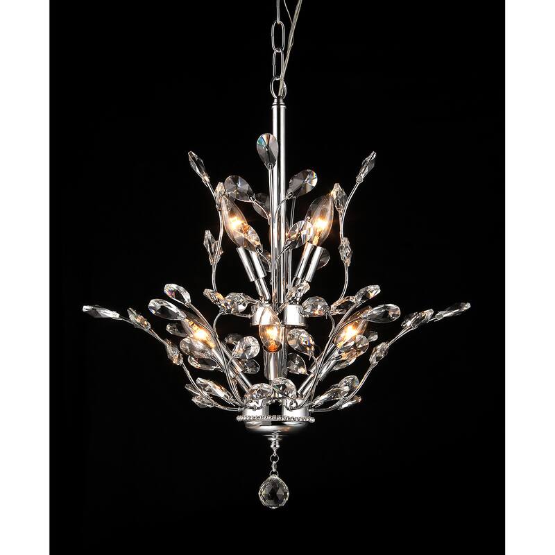 Leah 8-light Chrome Leaf-like Crystal Chandelier