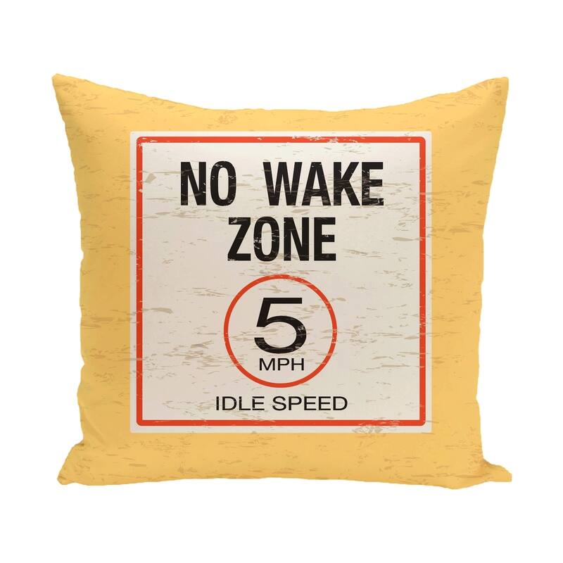 No Wake 20-inch Word Print Outdoor Pillow - Yellow