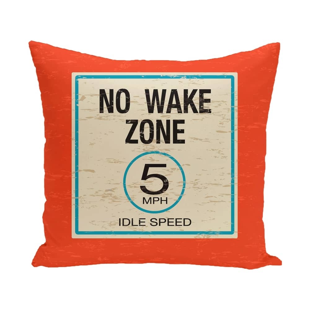 No Wake 20-inch Word Print Outdoor Pillow