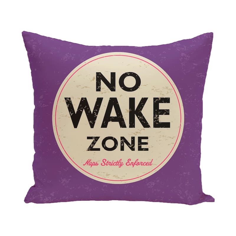 Nap Zone 20-inch Word Print Outdoor Pillow - Purple