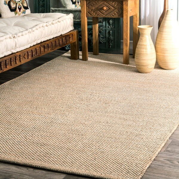 nuLOOM Handmade Flatweave Contemporary Solid Cotton Beige Rug (7'6 x 9