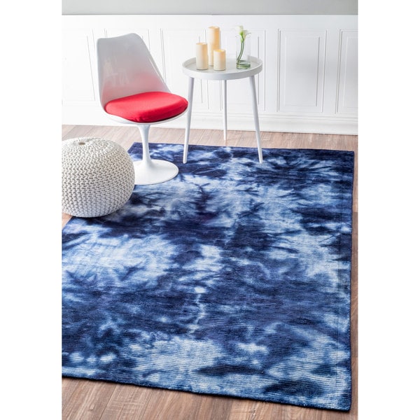 Nuloom Handmade Tie Dye Cotton Viscose Blue Rug 5 X 8 Nuloom Handmade Tie Dye Cotton Viscose Blue Rug 5 X27 X 8
