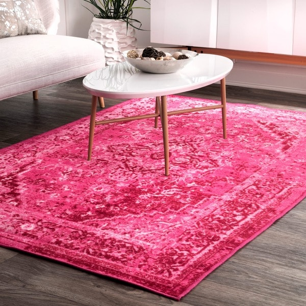 nuLOOM Traditional Vintage Inspired Overdyed Fancy Pink Rug (9' x 12')