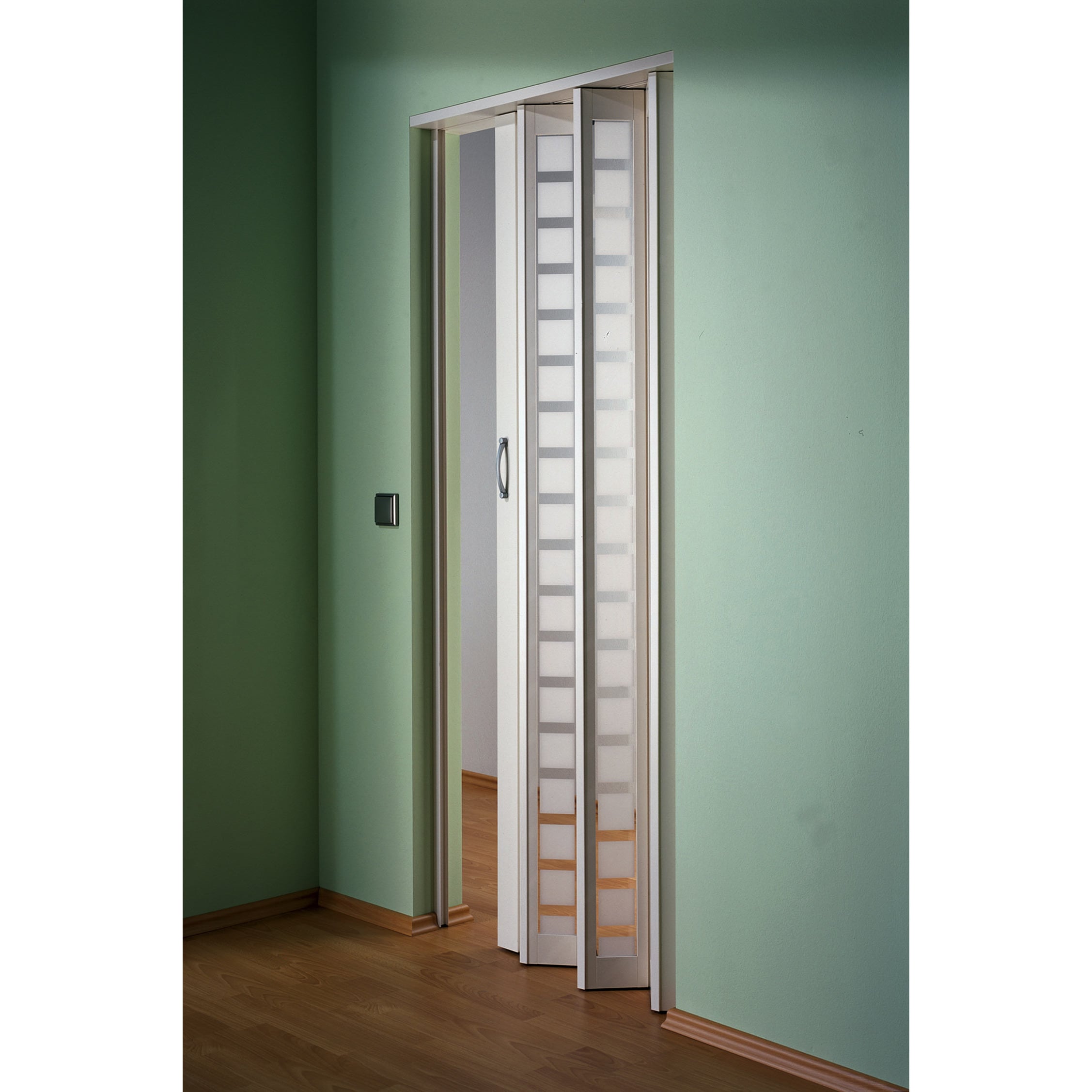 Homestyle Metro Aluminum Square PVC Folding Closet Door Accordion Door 36 x 80 - Silver