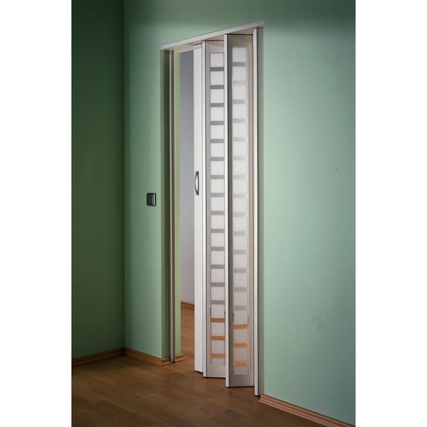Homestyle Metro Aluminum with Frosted Squares Insert Folding Door ... Homestyle Metro Aluminum with Frosted Squares Insert Folding Door ...