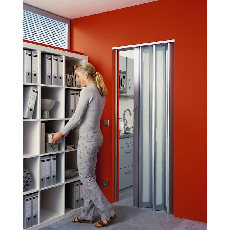 Homestyle Metro Aluminum Frosted PVC 36-inch Folding Door - Silver