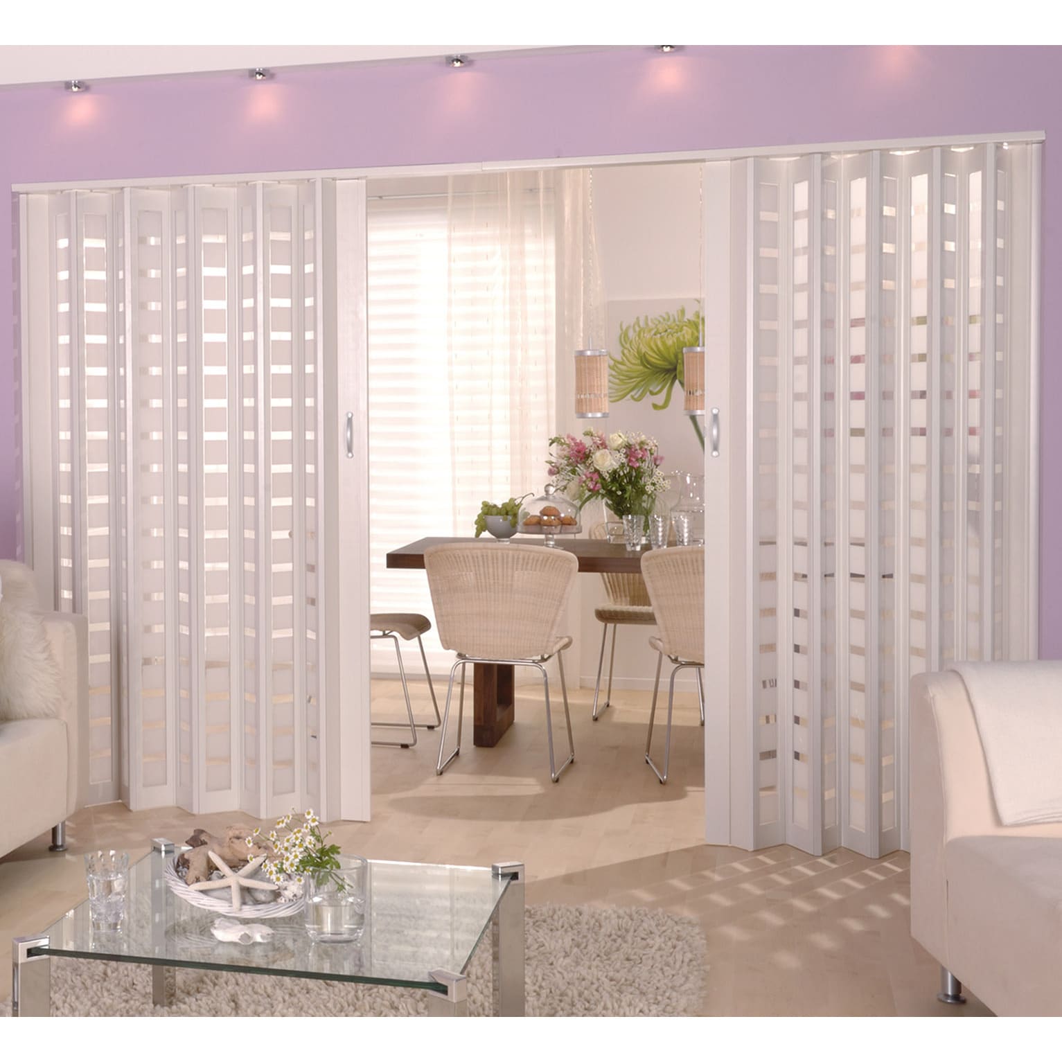Homestyle Metro White Square PVC Folding Closet Door Accordion Door 36 x 80