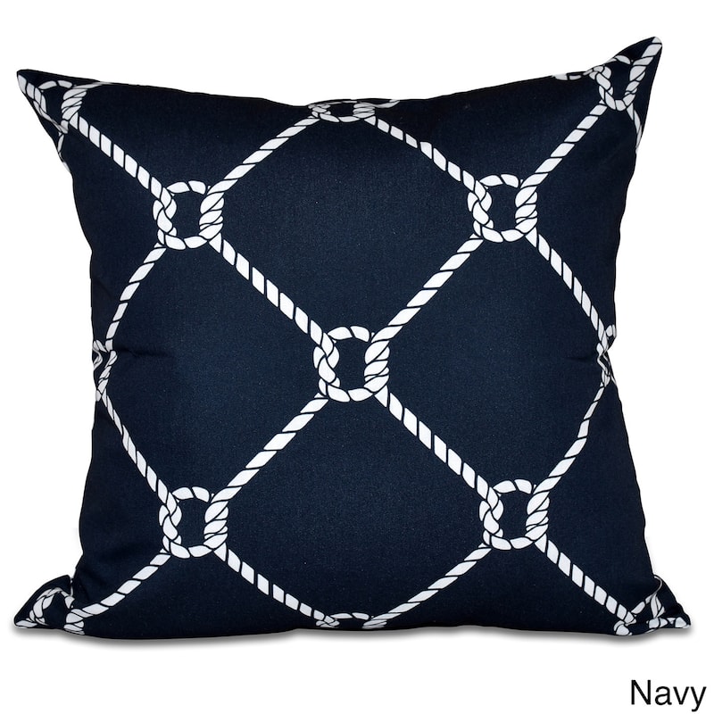 Ahoy Geometric Print 18-inch Pillow - Navy