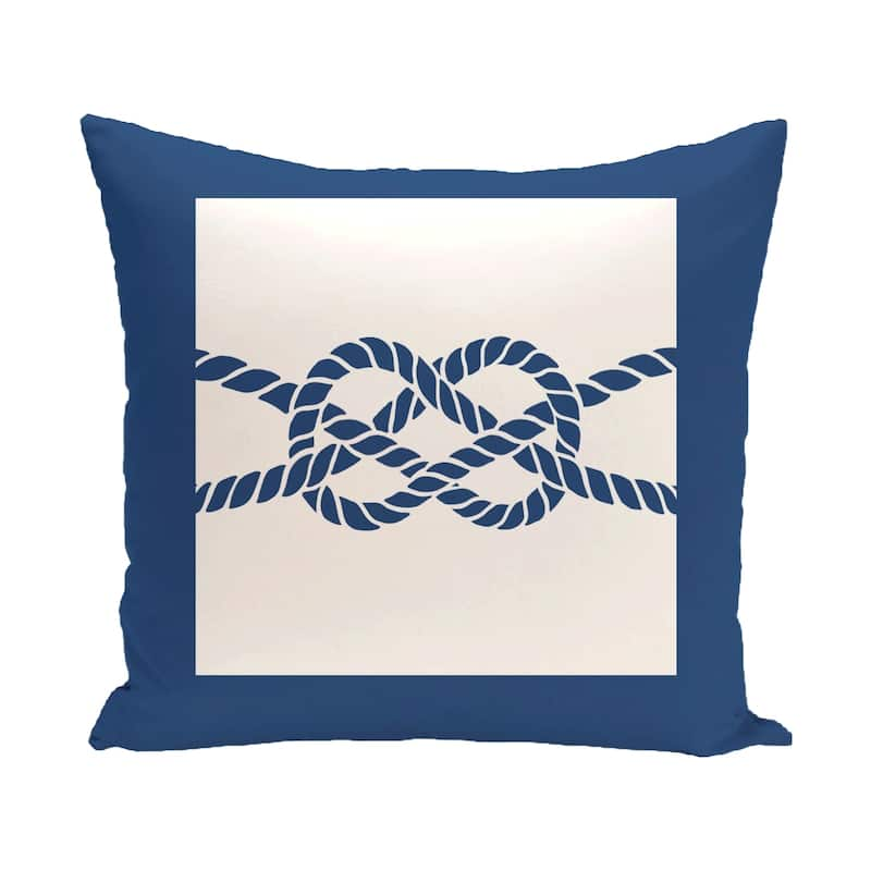 Nautical Knot 20-inch Geometric Print Outdoor Pillow - Blue