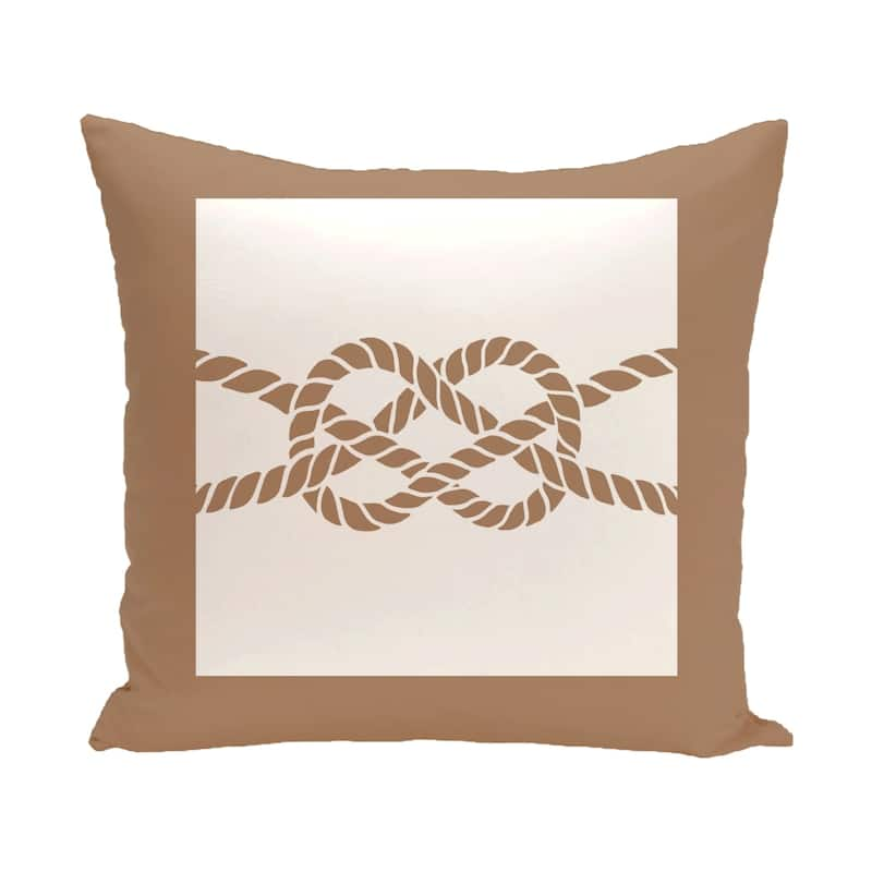 Nautical Knot 20-inch Geometric Print Outdoor Pillow - Brown