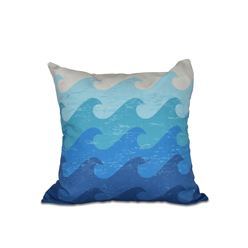 Deep Sea Geometric Print 18-inch Pillow - Blue