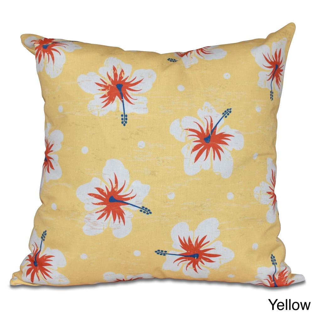 Hibiscus Blooms 18-inch Floral Print Pillow