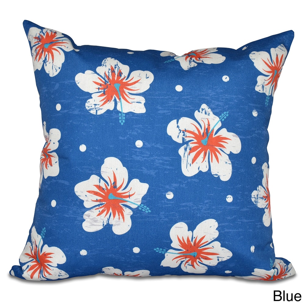 Hibiscus Blooms 18-inch Floral Print Pillow