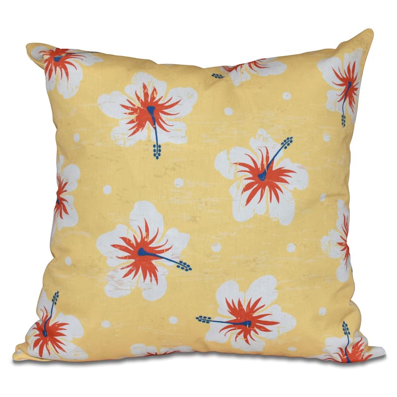 Hibiscus Blooms 18-inch Floral Print Pillow