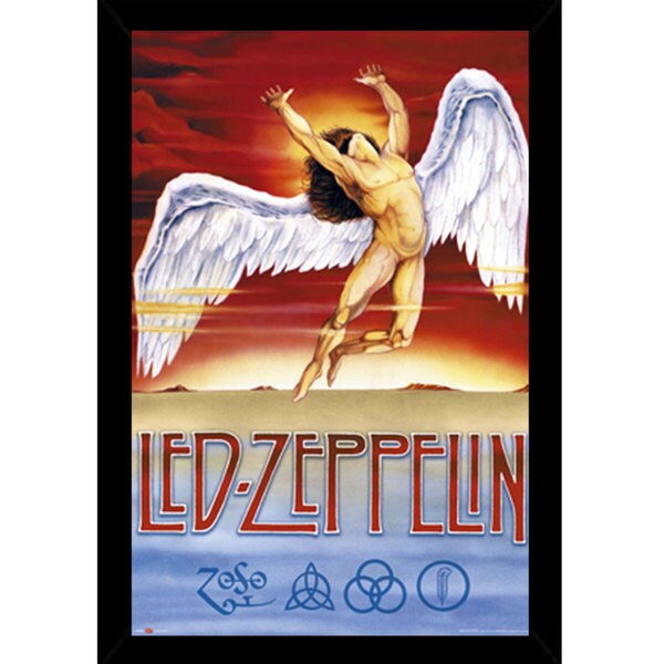 Led Zeppelin - Swan Song Print with Traditional Black Frame (24 x
