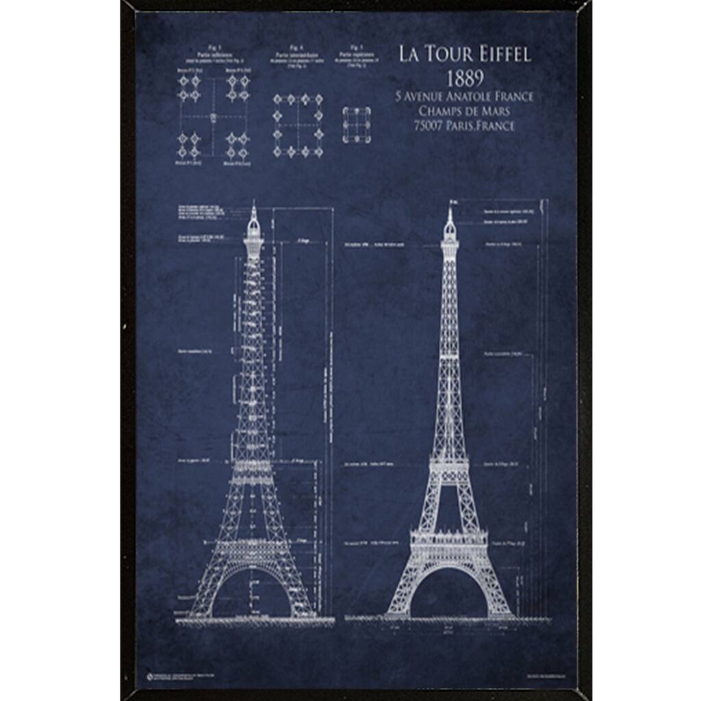 Eiffel Tower Blueprint Wall Plaque (24 x 30)
