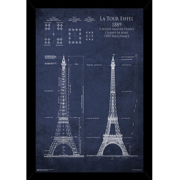 eiffel-tower-blueprint-print-with-traditional-black-frame-24-x-30