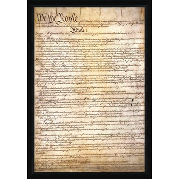 us constitution print with traditional black frame 24 x 36