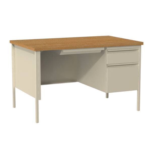 Hirsh 30 X 48 Right Hand Single Pedestal Office Desk Putty Right Hand Single Pedestal Office Desk