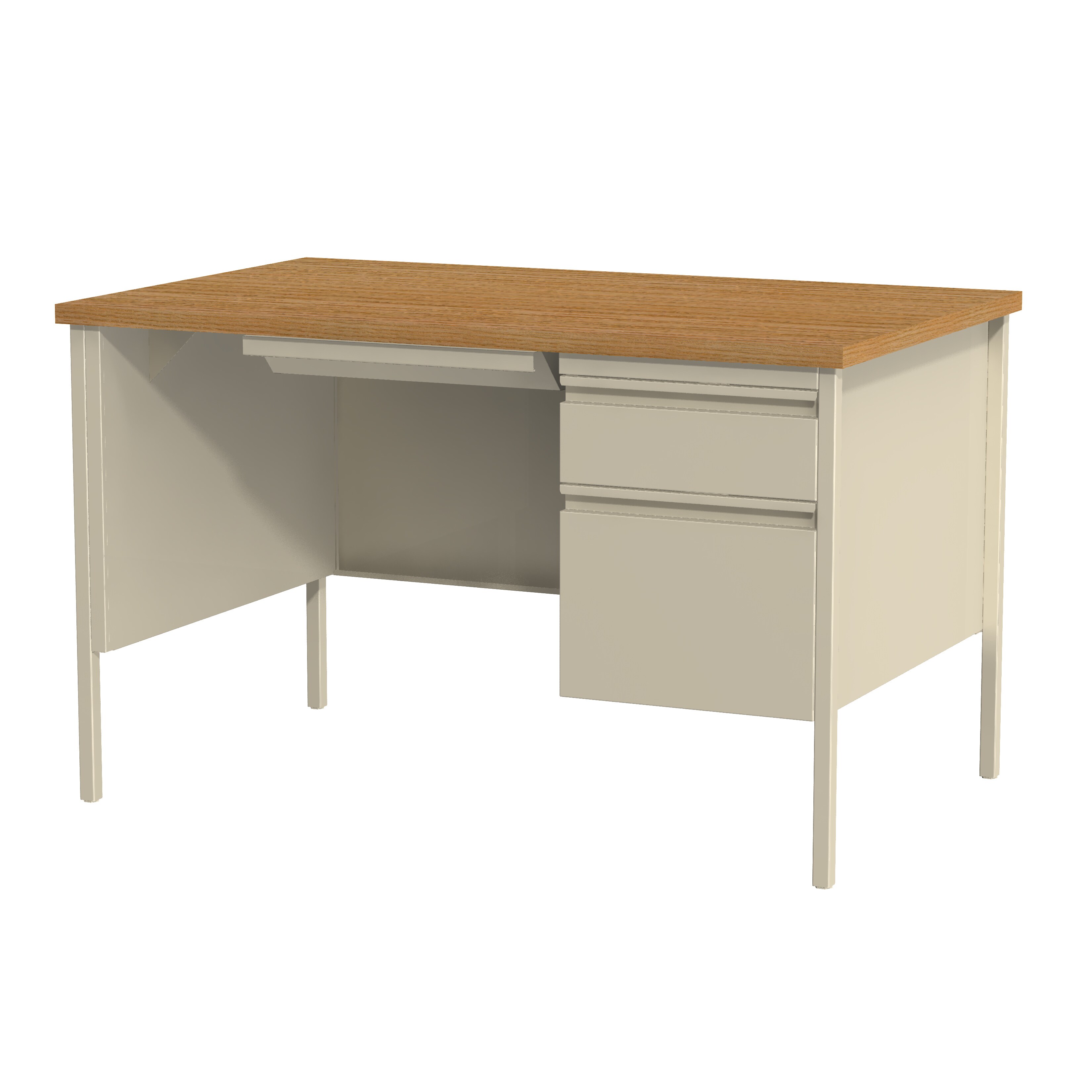 Hirsh 30 X 48 Right Hand Single Pedestal Office Desk Putty Right Hand Single Pedestal Office Desk