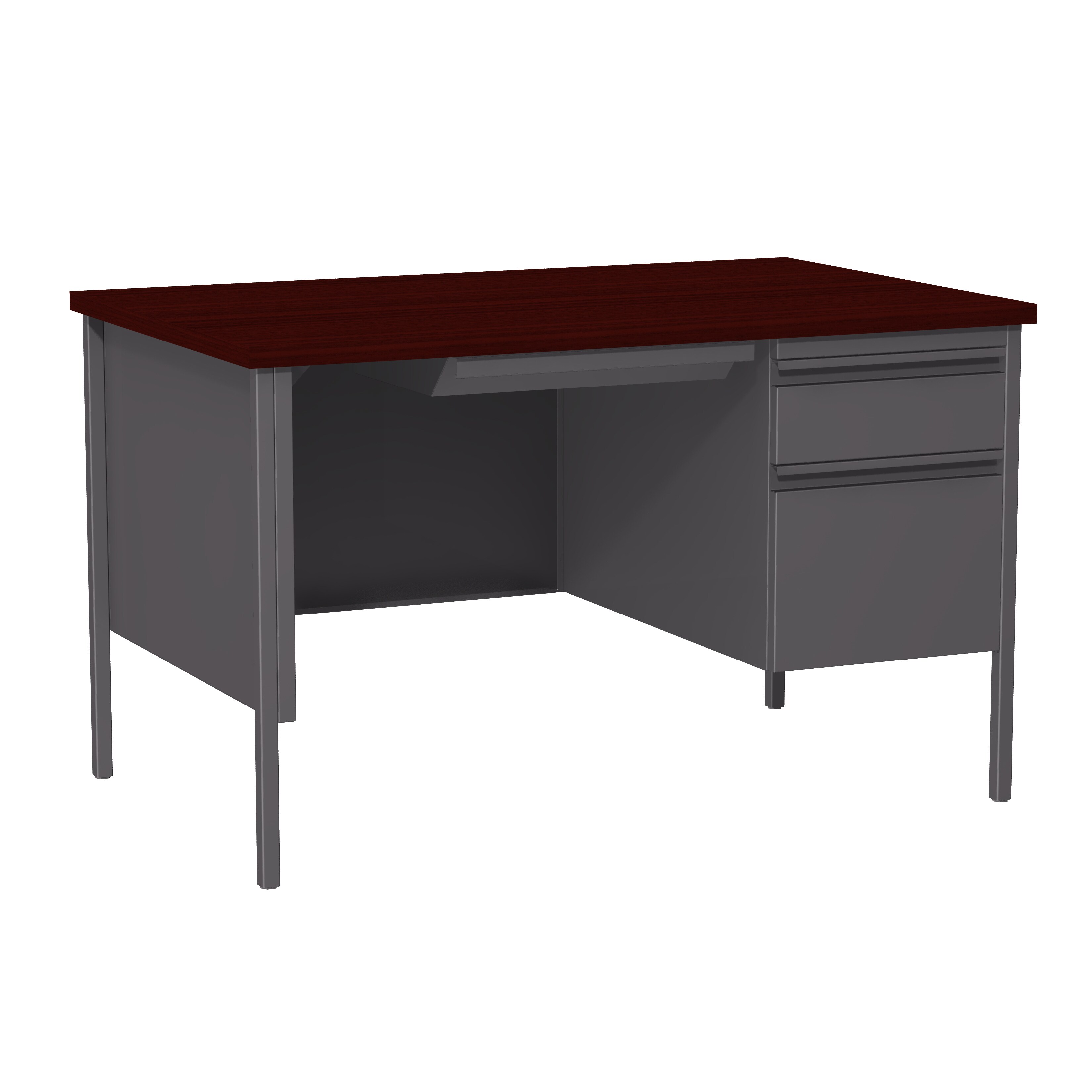 Hirsh 30 X 48 Right Hand Single Pedestal Office Desk Charcoal Right Hand Single Pedestal Office Desk