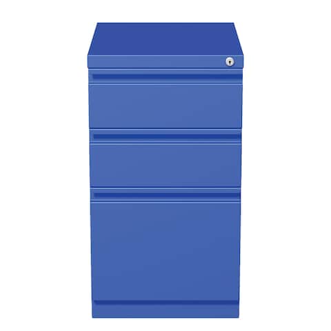 Hirsh 20-inch Commercial Mobile Pedestal Blue 3-Drawer File Cabinet