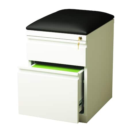 Hirsh 20" D Mobile Pedestal Box File Cabinet with Seat Cushion,White