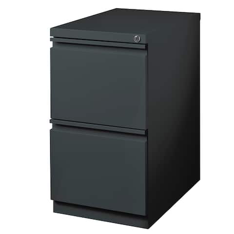 Hirsh 20" D Commercial Mobile Pedestal 2-Drawer File Cabinet, Charcoal