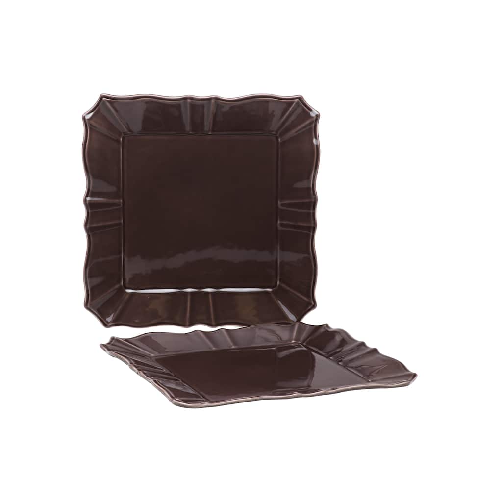 Countryside Moka Square 12.25-inch Platter (Set of 2)