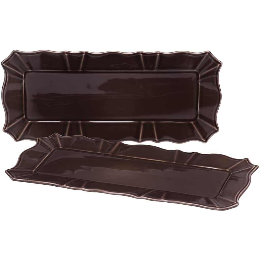 Countryside Moka Rectangular Platter 14.5-inch x 7-inch Platter (Set of 2)