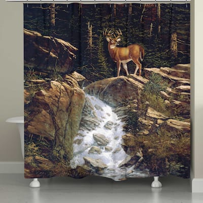 Laural Home Deer Above the Falls Shower Curtain 72x72