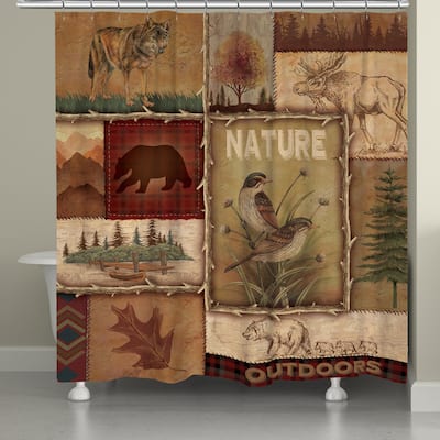 Laural Home Lodge Collage II Shower Curtain 71x72