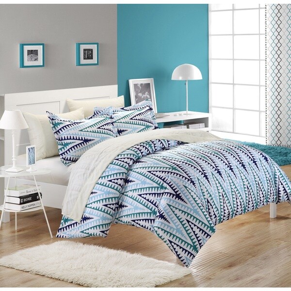 Chic Home Selenio King Size White/ Blue 3-piece Duvet Cover Set