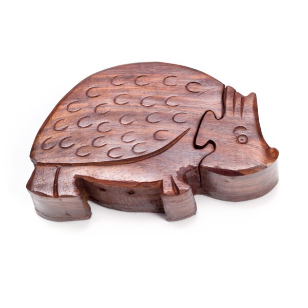 Shop Handmade Hedgehog Puzzle Box (India) On Sale Free Shipping On