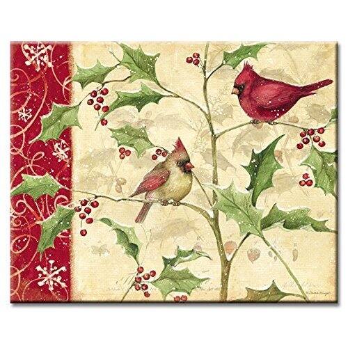 CounterArt Cardinals and Holly Glass Cutting Board - 14x16