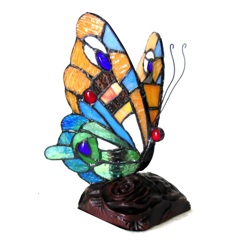 Tiffany-Style Butterfly Design 1-light Accent Lamp