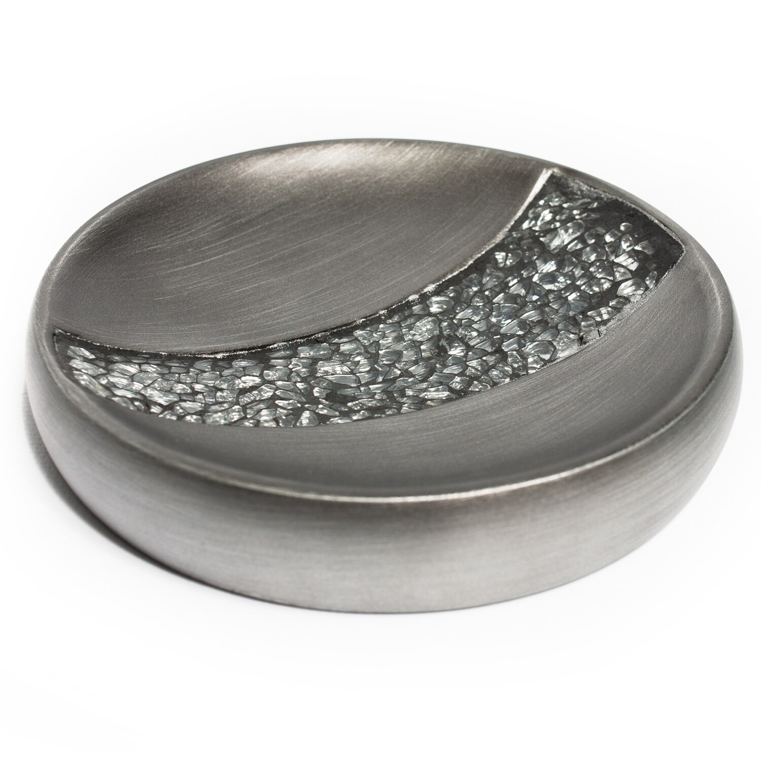 Hand Crafted Silver Finish/ Cracked Glass Bath Accessory Collection eBay