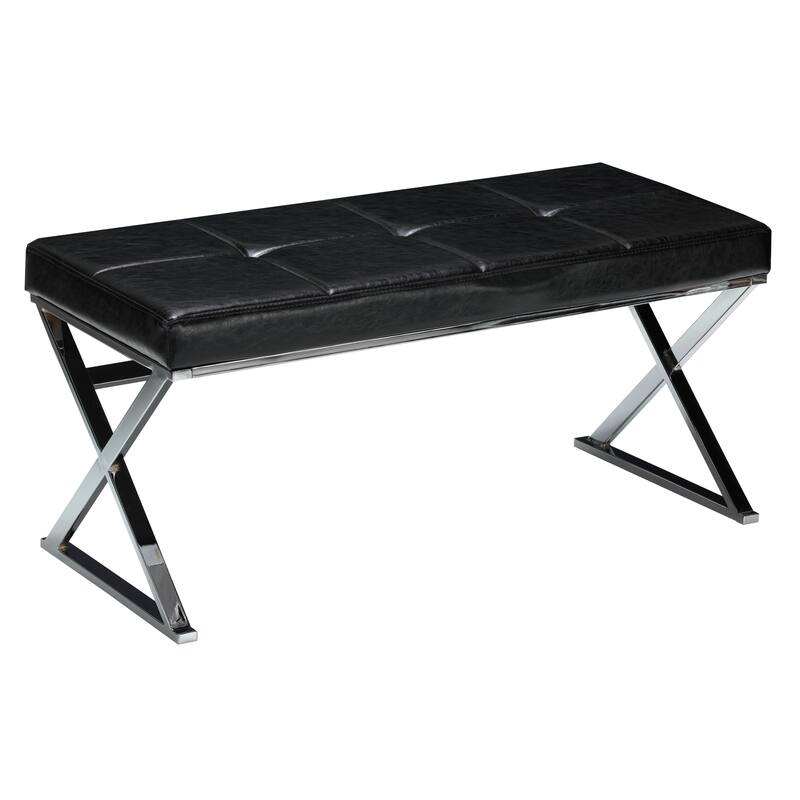 Strick & Bolton Vaughan Metal Entryway Black X-Bench/ Ottoman