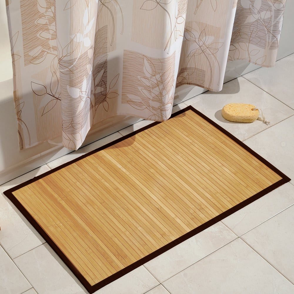 Superior Strength Water Resistant Natural Maple Colored Bamboo 21 x 34 Bath Mat