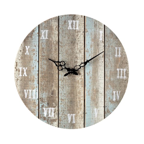 Wooden Roman Numeral Outdoor Wall Clock.
